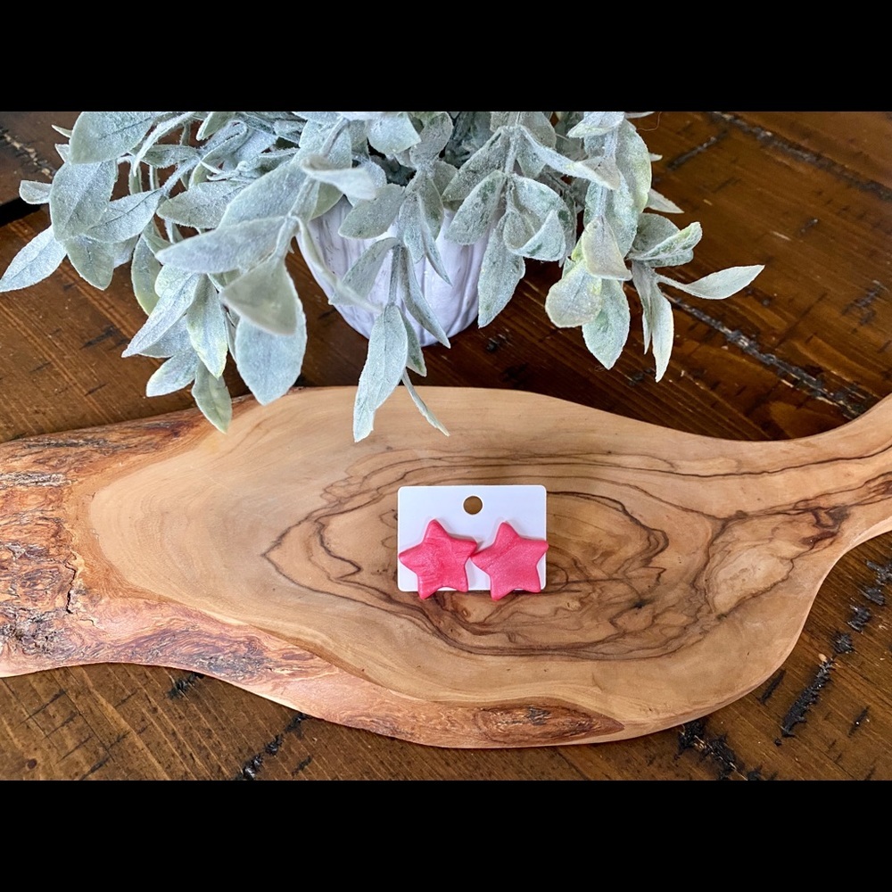 Handmade Heart Clay Earrings - Valentine's Day - Picture 3 of 5